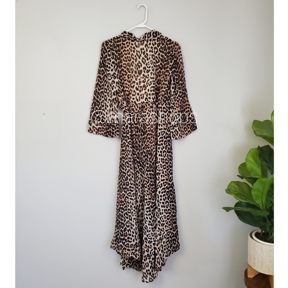 GANNI Asymmetric leopard-print georgette midi wrap dress - Picture 5 of 7